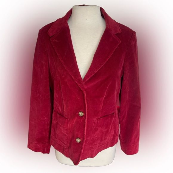 L.L.Bean Women’s Corduroy Blazer in Red Size 0 - Picture 1 of 4